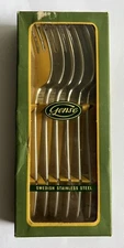 Gense Facette 837 Fish Fork 7 3/4" 18/8 Stainless - Sweden RARE 6 piece NOS Box