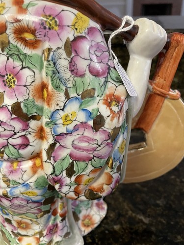 Vintage Chinese Girl Carrying Fruit & Coin on Carrying Pole Porcelain Figurine - Picture 9 of 11