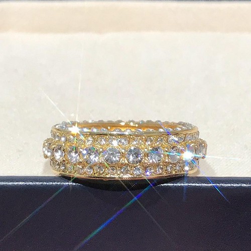 14K Gold-Plated Diamond Full Round Ring for Men and Women – Wedding - Picture 9 of 23