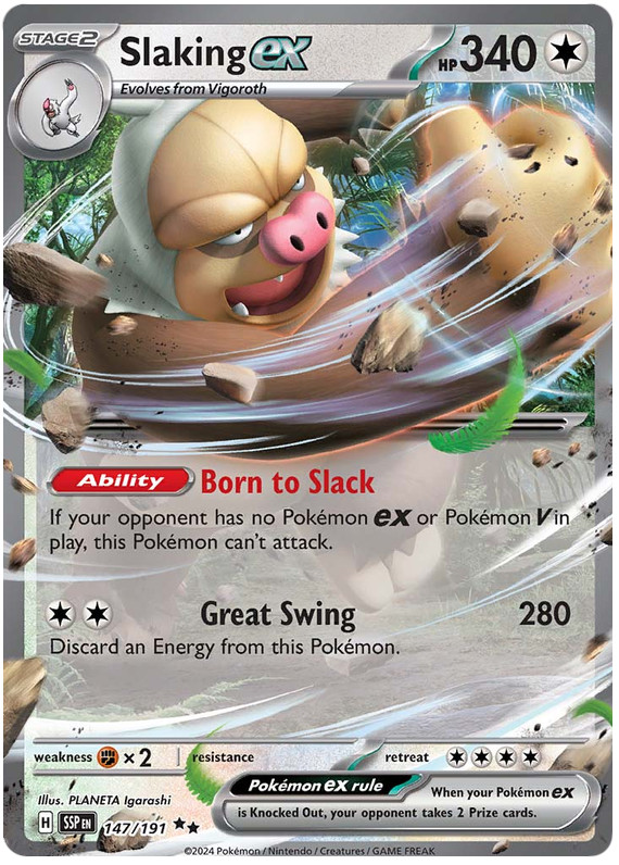 SLAKING EX 147/191 SURGING SPARKS POKEMON (DOUBLE RARE, NM)