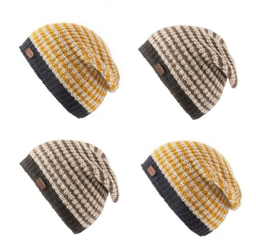 Kusan 100% Wool Slouch Rib Knit Beanie 
