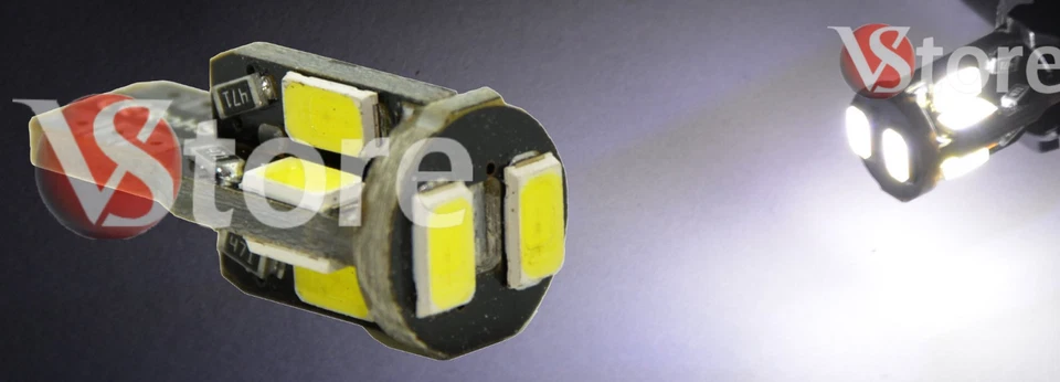 2 Pack Lampade T10 Led 10SMD 5630 Can-Bus BIANCO Posizione Luce Targa Luminosi - Immagine 2 di 3