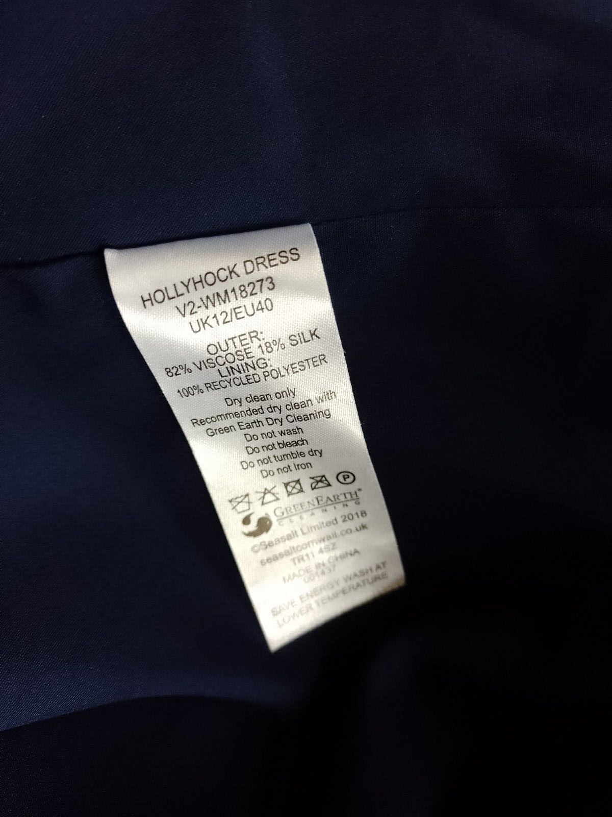 SEASALT BLUE VELVET SILK MIX HOLLYHOCK DRESS SIZE 12 RRP £115 eBay