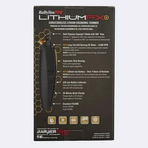 Cortapelos y recortadores inalámbricos BaByliss PRO Lithium FX, FX773N + FX673N, negro dorado - Imagen 6 de 8