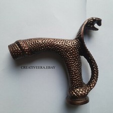 Solid Snake Cobra Head Handle Copper Antique Style For Cane Walking Stick Design