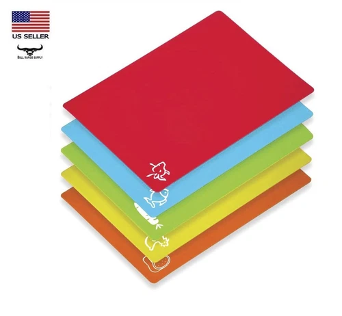 5 Flexible Chopping Mat 12"x15" Color Code Set Kitchen Flex Cutting Board NO BPA