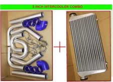 Chrome/Blue 3" Turbo Intercooler U-Pipes Piping Kit w/ 31"x11.5"x3" Intercooler