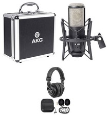 AKG P420 Studio Condenser Recording Podcasting Microphone Mic Case Headphones