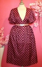 WOMEN PLUS SIZE GINGHAM V NECK MIDI DRESS ( SIZE 5XL )
