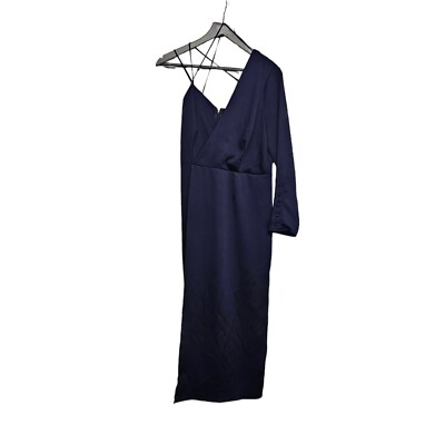 ISSA London Damen Kleid dunkelblau 14 UK Large One Shoulder Etui Midi