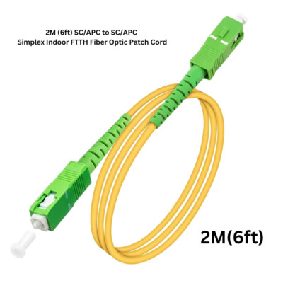 Fiber Optic Patch Cord 2M (6ft) SC/APC to SC/APC Simplex Indoor FTTH