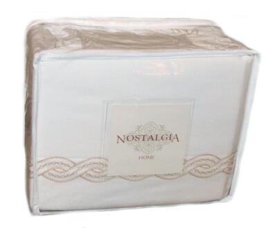 NOSTALGIA HOME Gabrielle White With Gold Embroidery KING DUVET SHAMS SET COTTON