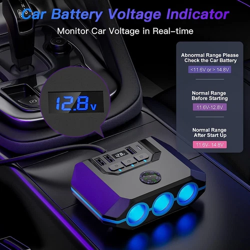 3 Way Car Cigarette Lighter Socket Splitter USB Power Adapter Fast Charger 12V - Picture 13 of 14