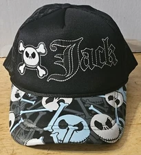 JACK SKELLINGTON NIGHTMARE CHRISTMAS SNAPBACK MESH BACK BASEBALL CAP ( BLACK )