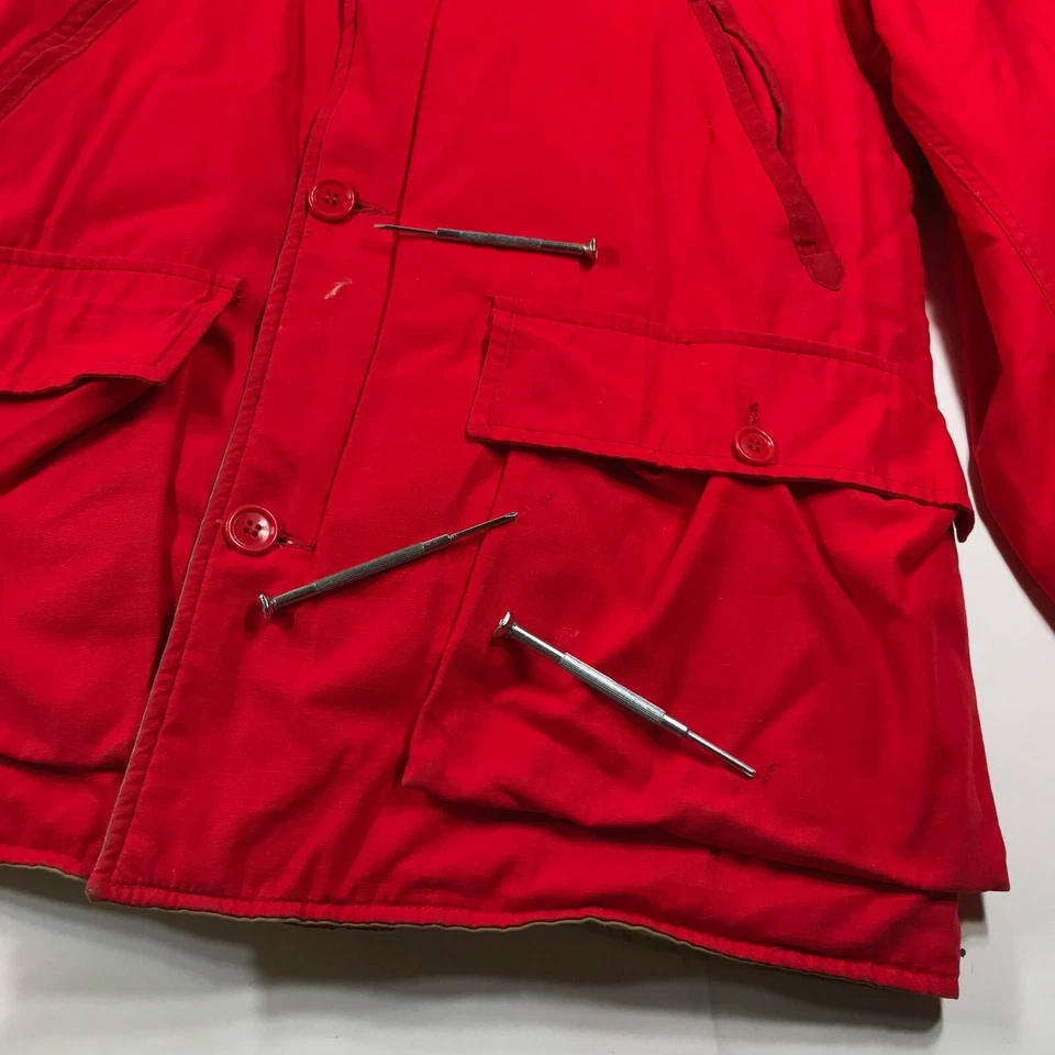 Jaqueta de madeira vintage anos 60 Falcon Brand SE XL marrom ardente laranja reversível - Imagem 2 de 4