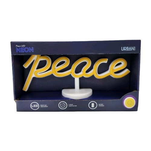Peace Sign LED Neon Effect Light -Urban Shop - NEW HOLIDAY Decor Battery Powered - Picture 2 of 6