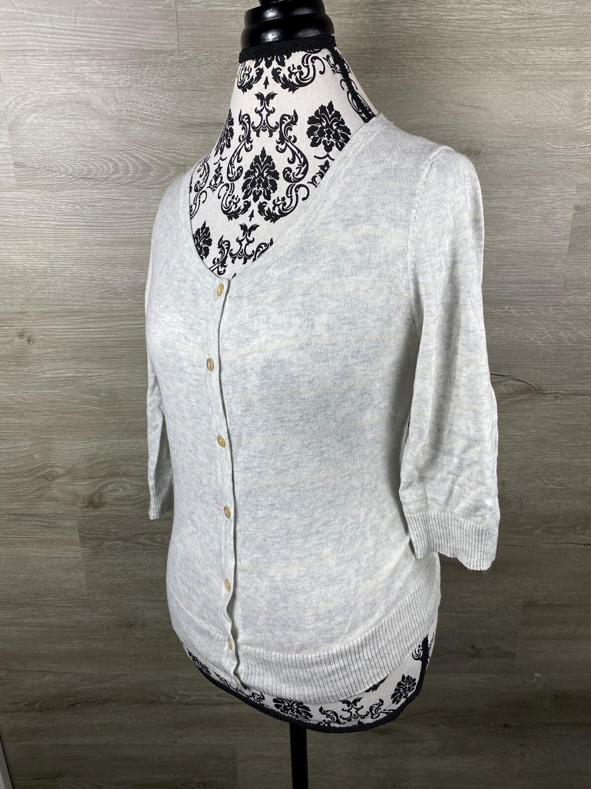 GAP Button Front  Gray Cashmere Blend Striped Car… - image 2