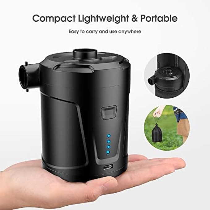 Pompa Elettrica SUPPOU 5200mAh – Gonfiatore Portatile Per Materasso Gonfiabile, Aria Compressa, USB Ricaricabile