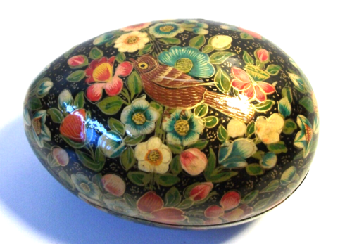 Vintage Hand Painted Egg  with bird and floral - Picture 1 of 5
