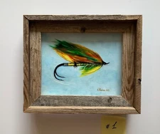Original Fly Fishing lure, oil painting on canvas, 8”x 10”x 3/4”, unframed