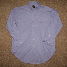 Ralph Lauren Shirt Men's 15.5 32/33 Blue  Pink Striped Long Sleeve Button-down