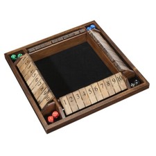 4-Player 10 Number Shut the Box Game 14". Walnut Stained Wood. New.