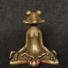 2.2 Inch Old Chinese Bronze Carving Frog Figurine Statue Incense Seat Collection
