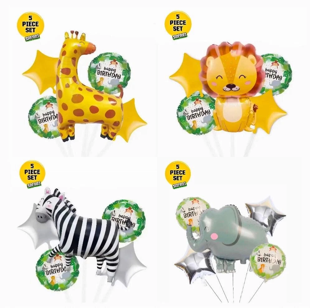 Palloncini Animali Giungla 8 Pezzi Safari Decorazioni Foil Elio Palloncini Bimbo 1/2/3/4/5 Anno Addobbi Compleanno (1 anni