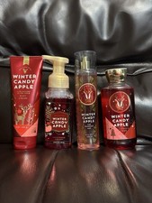 Bath  Body Works 4pc Winter Candy Apple Gift Set: Body Cream Mist Gel Soap NEW