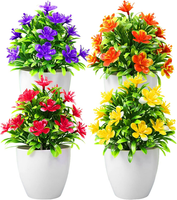 4 StüCk Kunstblumen Im Topf KüNstliche Blumen Klein Kunstpflanze Mini KüNstliche