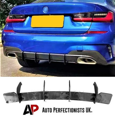 For BMW 3 Series G20 G21 M Sport Gloss Black Rear Blade Diffuser Fins Body Kit