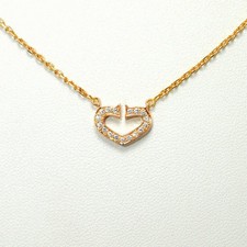 Cartier C Heart Pendant Diamond Necklace K18 Rose Gold with Box 40cm 16in