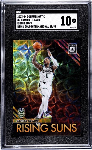 2023 Donruss Optic Rising Suns International Red & Gold Prizm /99 Damian Lillard