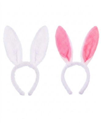 Rosa weiße Hasenohren Hase Stirnband Kostüm Accessoire Osterhase