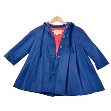 VTG London Fog Girls Sz 6 Blue Hooded Madeline French Swing Coat Plaid USA