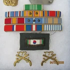 Original WW2 Korea 772nd Military Police Dog Tags, ribbons & collar Brass Group