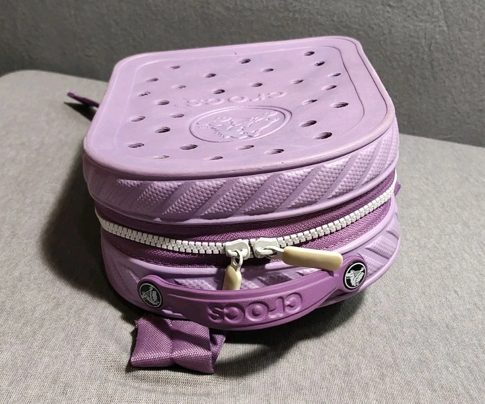 Crocs Mini Backpack Light Purple White Zipper Kids Book Bag Lavender Lilac - Image 3 of 4