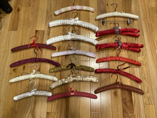 Lot of 19 Padded Silk Satin Fabric Hangers Closet Hangers Vintage