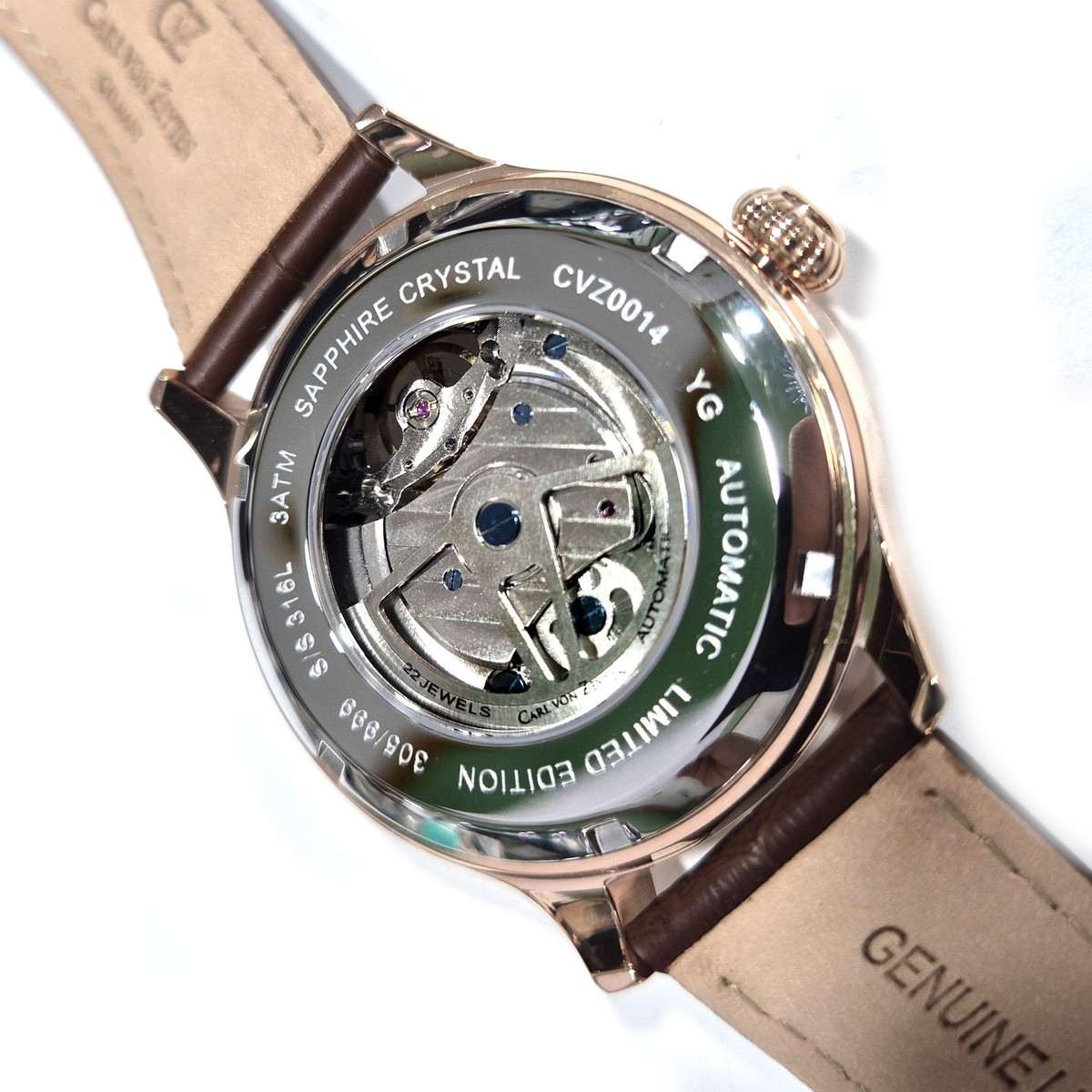 Carl Von Zeyten Orologio Automatico Uomo CVZ0011RBK – Cassa 41mm, Pelle Nera, Quadrante Nero