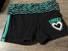 Just a size 6 gymnastic shorts black teal zebra sparkle