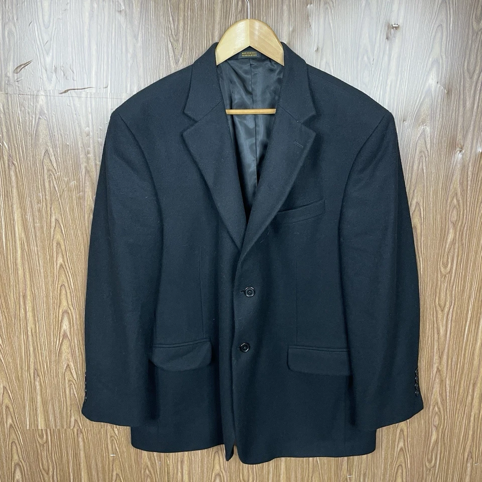 Abrigo deportivo Stafford para hombre 44S negro liso suave lana pelo camello dos botones Foto 2 de 4