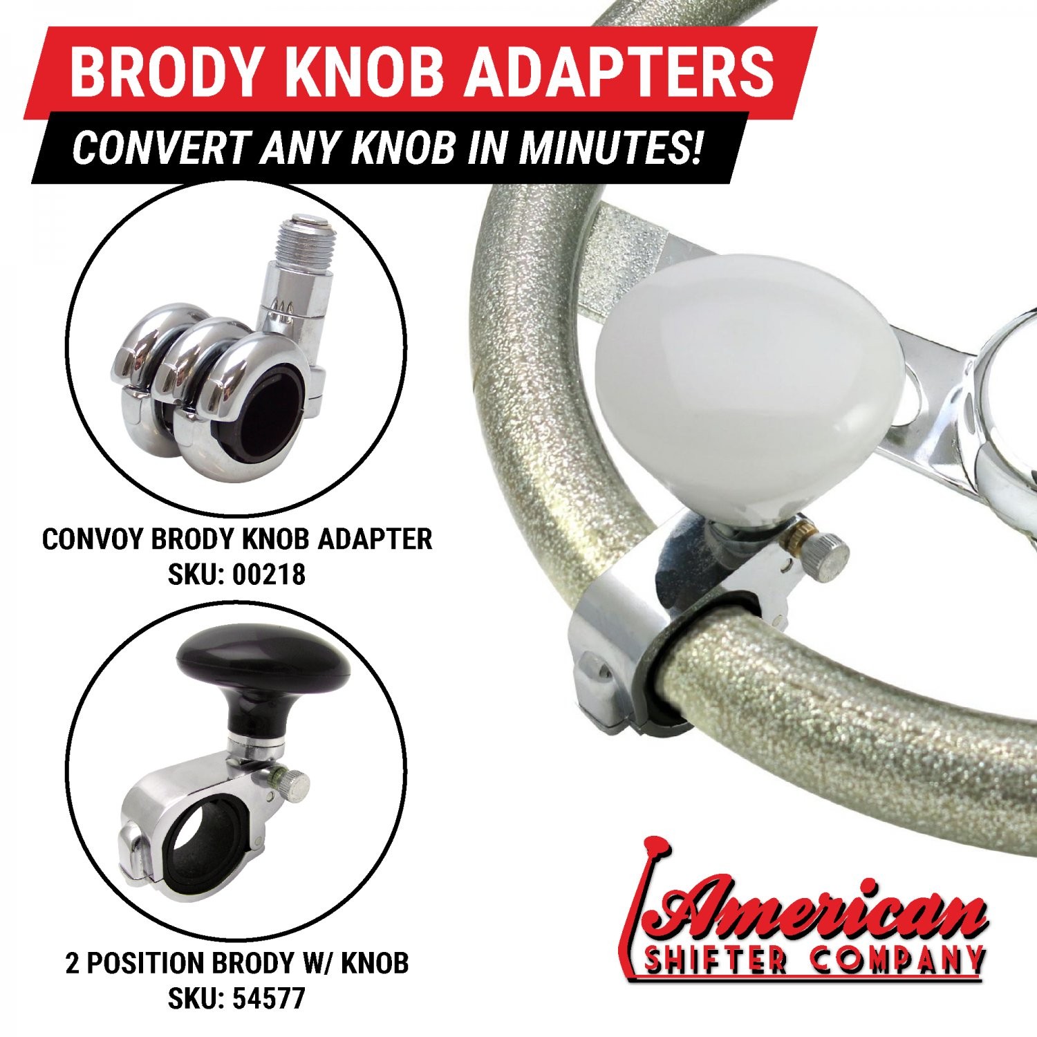 Blue Shift Pattern 24n White Retro Shift Knob w/ M16x1.5 Insert Shifter Auto