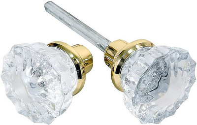 Tuff Stuff Tools Mortise Lock Crystal Glass Door Knob Replacement Set, Brass Fin