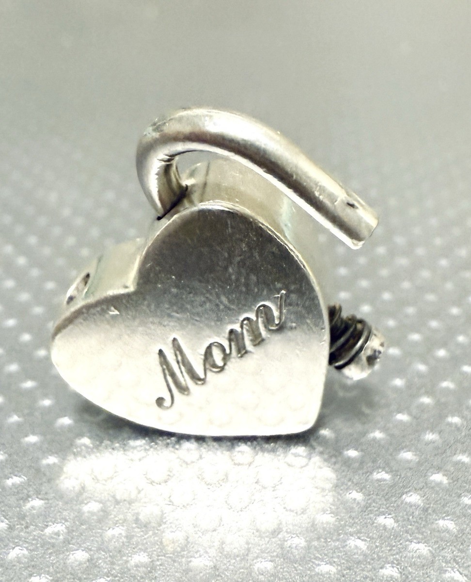 Tiffany & Co Silver Heart Mom Lock Padlock Pendant Charm For