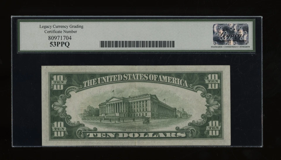 DBR 1934-A $10 North Africa Silver Fr. 2309 Legacy 53 PPQ Serial A97993232A - Image 2 of 2