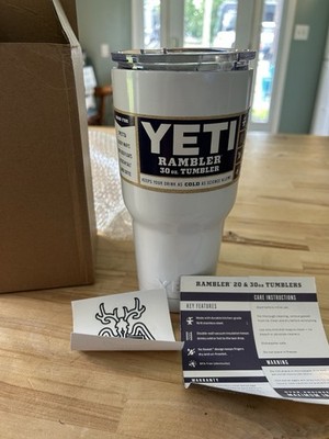 YETI Rambler 30oz White Stainless Steel Insulated Tumbler w/ Drink Lid