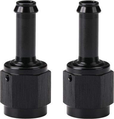 4AN Female to 1/4 Barb Hose Fitting Adapter Straight Swivel Aluminum Black 2PCS