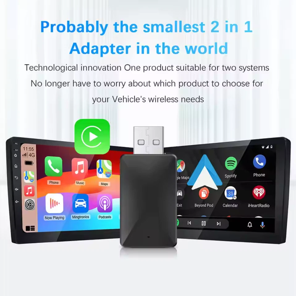 NEUE 2in1 Wireless CarPlay AI Mini Android Auto Box Plug & Play Automatische - Bild 2 von 4