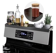 30” Stovetop Magnetic Shelf Over the Stove-4” Deep With Border Brushed Stainless