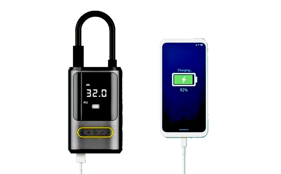 Compresor de aire portátil, power bank, linterna, bateria incorporada - Imagen 2 de 3